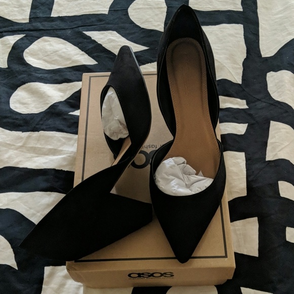 ASOS Black Faux Suede Cone Heel - Picture 3 of 3